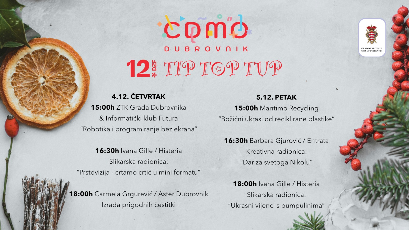 Otvorene prijave za radionice TIP TOP TUP u sklopu Dubrovačkog zimskog festivala